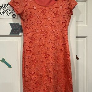 Tiana B. Coral Floral Lace Mini Dress